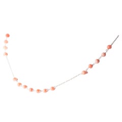 Intini Jewels Pink Coral Spheres Silver Minimalist Chain Cocktail Necklace