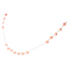 Intini Jewels Pink Coral Spheres 18 Karat White Gold Chain Cocktail Necklace