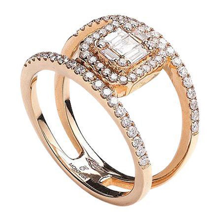 Diamond 18 Karat Pink Gold Ring For Sale