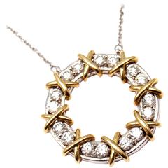 Vintage Tiffany & Co. Schlumberger Sixteen Stone Diamond Gold Platinum Necklace