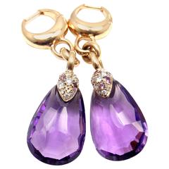 Pomellato Amethyst Drop Diamond Gold Earrings 7
