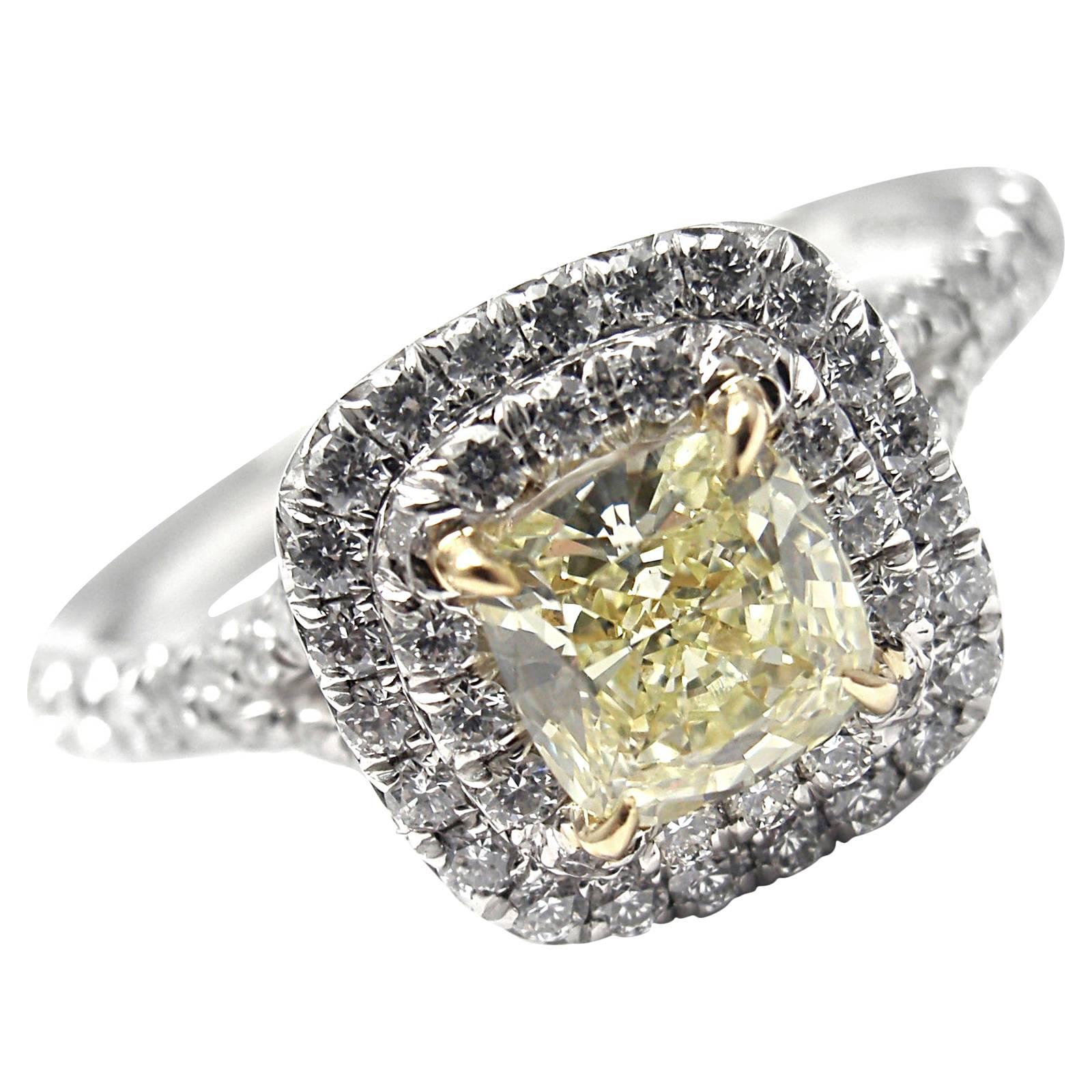 Tiffany & Co. Soleste Fancy Yellow and White Diamond Platinum Ring