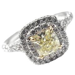 Tiffany & Co. Soleste Fancy Yellow and White Diamond Platinum Ring 