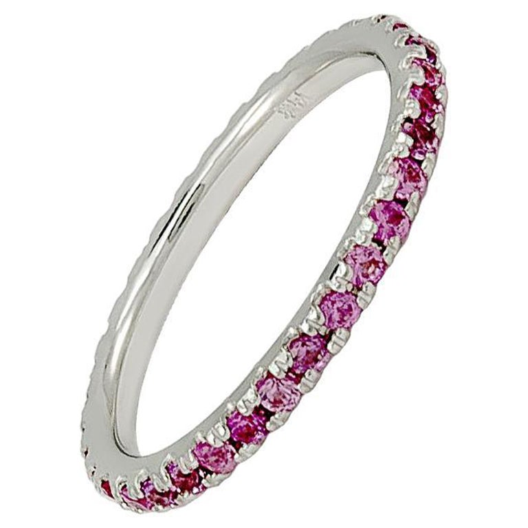 0.90 Carat Pink Sapphire Band, 18K For Sale