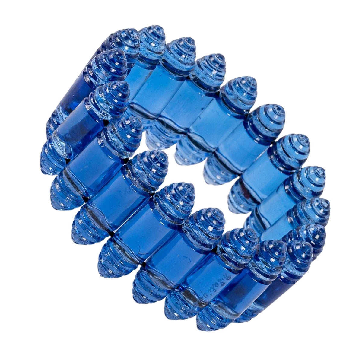 1928 René Lalique Renaissance Art Deco Bracelet Navy Blue Glass For Sale