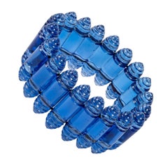 1928 René Lalique Renaissance Art Deco Bracelet Navy Blue Glass