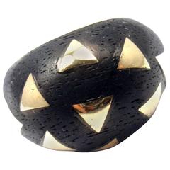 Van Cleef & Arpels Wood Gold Bombe Band Ring