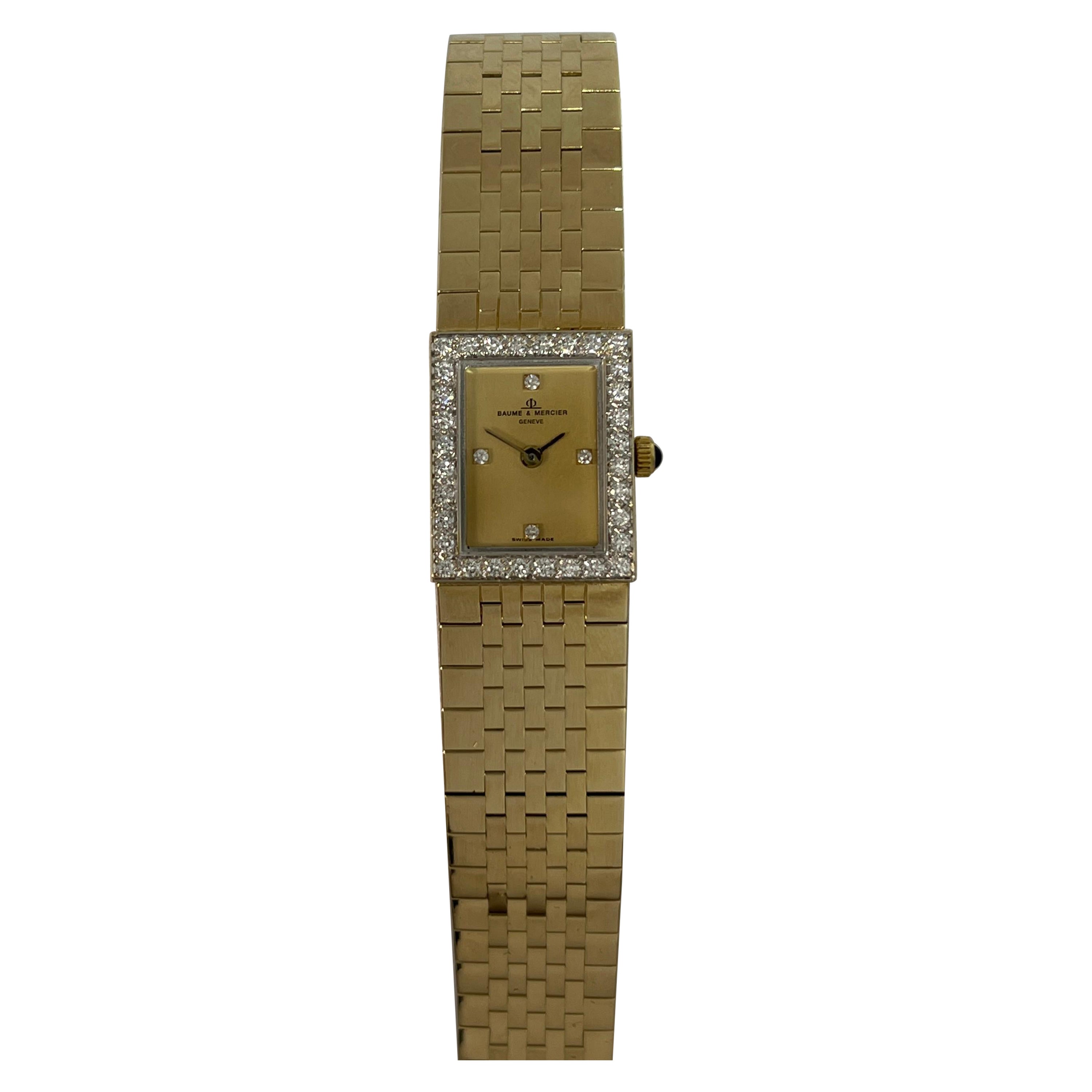 Pre-Owned Lady's Baume & Mercier Classic Vintage Diamond Mesh Watch 14KY .60ctw For Sale