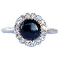 Art Deco Onyx and Diamond 18 Carat Gold Cluster Ring