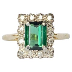 Art Deco Tourmaline and Diamond 18 Carat Gold Cluster Ring