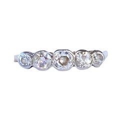 Art Deco Diamond Five-Stone 18 Carat Gold Ring