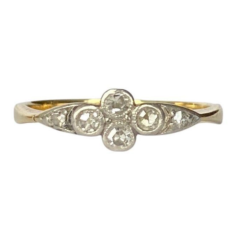 Art Deco Diamond, 18 Carat Gold and Platinum Five-Stone Panel Ring For ...