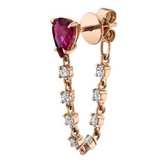 Ruby Diamond 14 Karat Gold Chain Loop Earrings