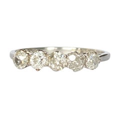 Antique Art Deco Diamond Five-Stone and Platinum Ring