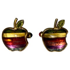 Manschettenknöpfe mit Apple Computer Logo aus 18 Karat Gold mit Edelsteinen von Zadora-Gerlof