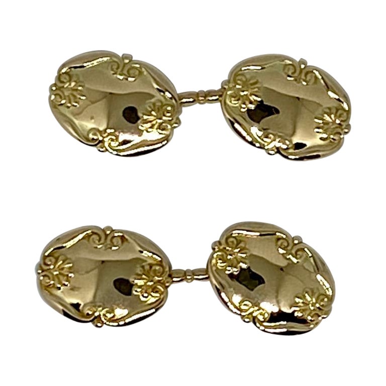 Art Nouveau Cufflinks in Yellow Gold by Marcus & Company For Sale
