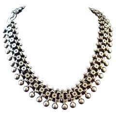Antique Victorian Silver Collar Necklace, Pierced Links