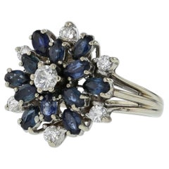 Anello con zaffiro blu naturale 1ct in oro bianco 14K