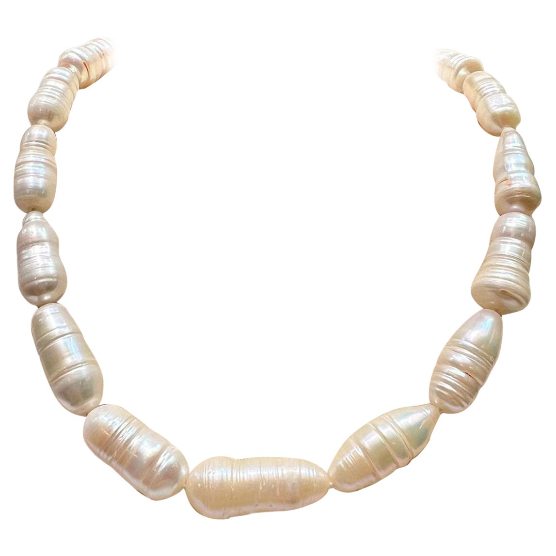 Biwa Pearl with Silver Clasp For Sale