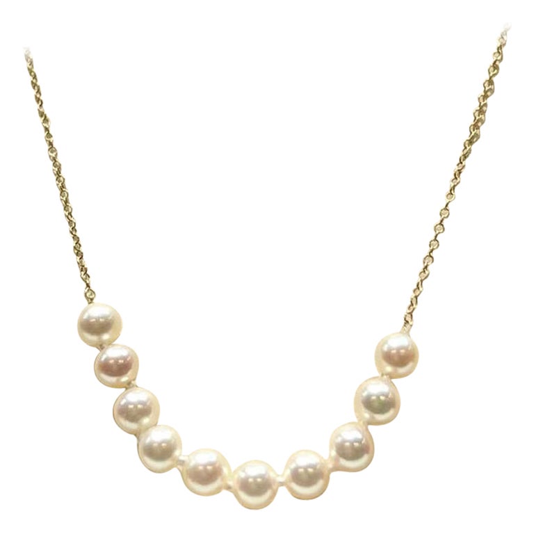 10 Pieces Akoya Pearls Add a Pearl Necklace with 14k Yellow Gold Chain ...