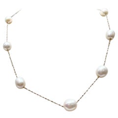 9 pièces de perles Biwa sur chaîne en or 14 carats