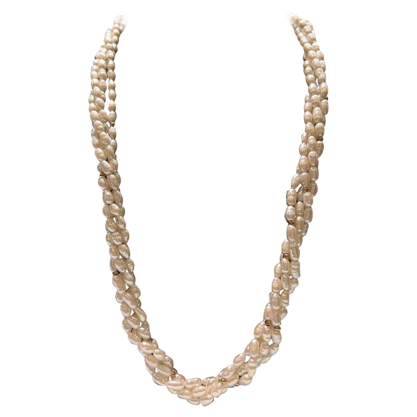 4 Strand Freshwater Pearls with 14k Yellow Gold Clasp