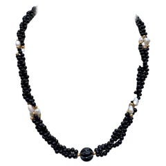 3 Strands of Onyx Pearls with 8pcs of Freshwater Pearls and Onyx Centerpiece
