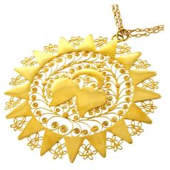 Bohemian Chic Italian Folkloric Gold Pendant