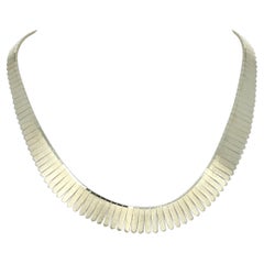 Yellow Gold Graduated Brushed Link Necklace, 14k Box Clasp Italy