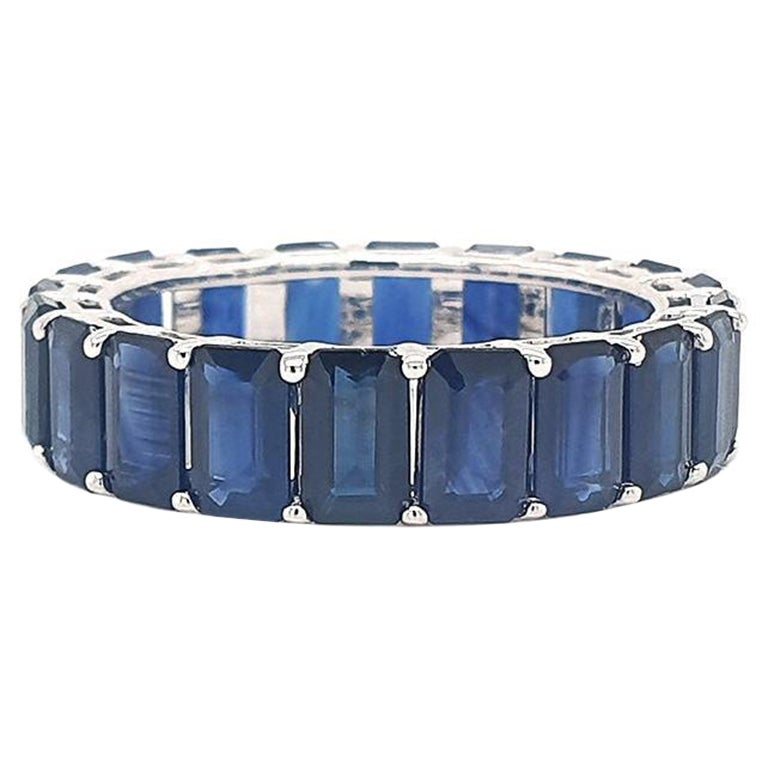 Blue Sapphire Octagon Band 14K Gold For Sale