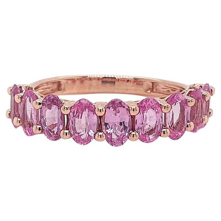 Pink Sapphire Octagon Band 14K Gold For Sale at 1stDibs