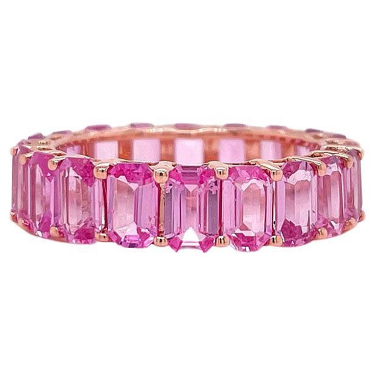 Pink Sapphire Octagon Band 14K Gold For Sale