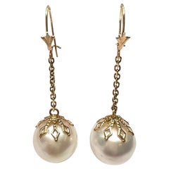 2pcs of Salt Sea Pearls with 14k Yellow Gold French Hook