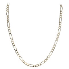 Yellow Gold Diamond Cut Figaro Chain Men's Necklace, 14k Lobster Clasp