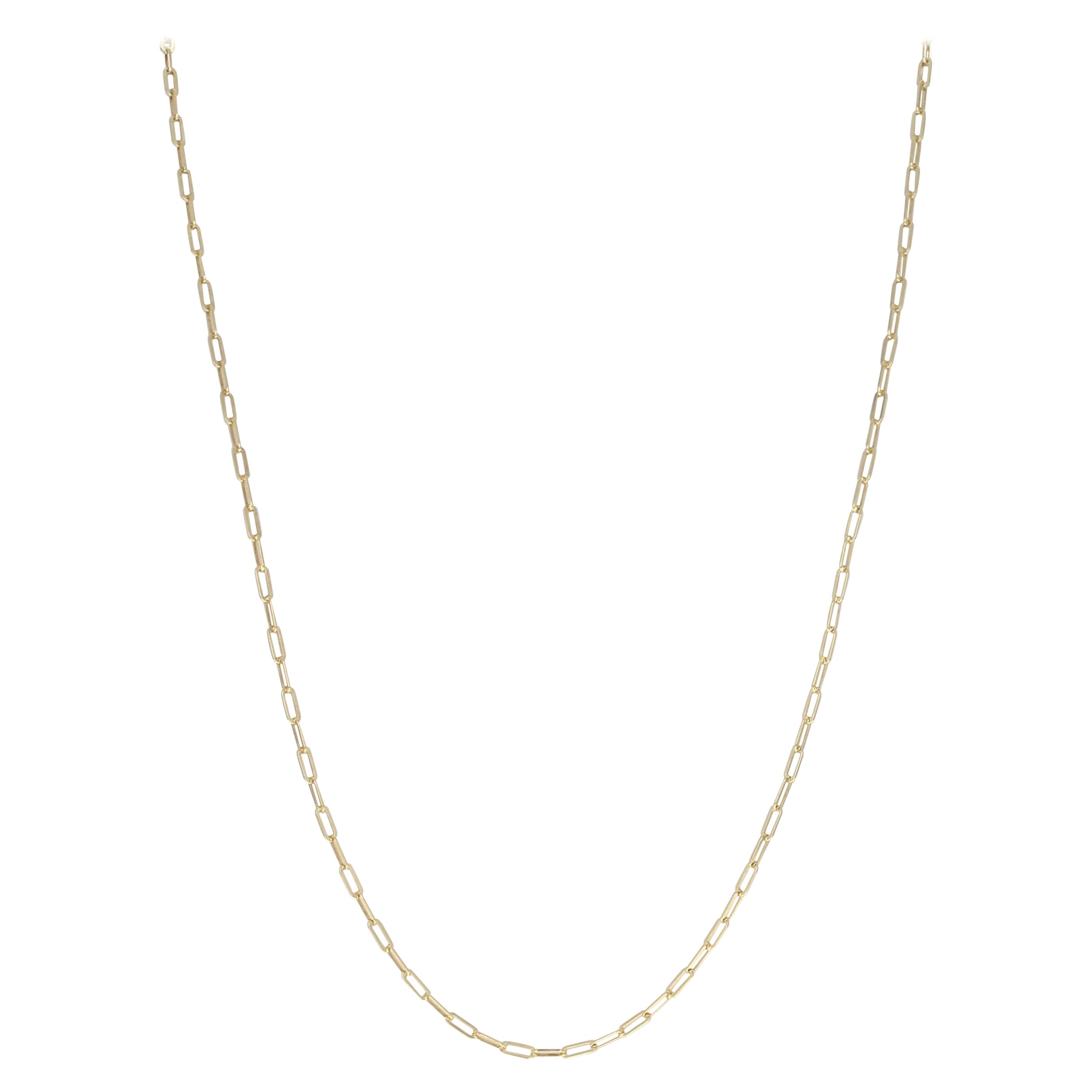 Yellow Gold Paperclip Chain Necklace, 14k Oval Cable Lobster Claw Clasp