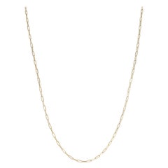 Yellow Gold Paperclip Chain Necklace, 14k Oval Cable Lobster Claw Clasp