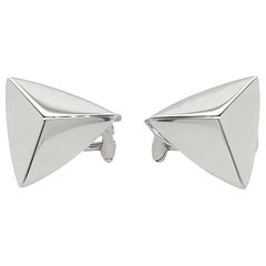 18kt White Gold Polished, Earings, Earclips, Trilliant