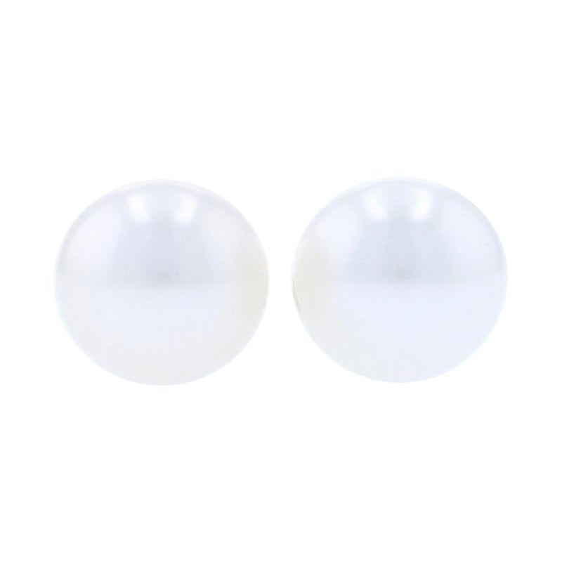 White Gold Akoya Pearl Stud Earrings, 14k Pierced For Sale