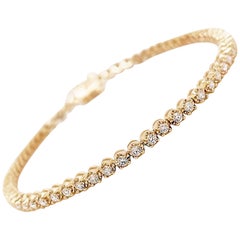 Bracelet de tennis en or jaune 14 carats et diamants de 1,35 carat, bracelet classique en diamants