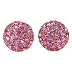 Sutra 18KT Rose Gold Earrings with 16.53CT Pink Sapphires & 0.25 Ct. Diamonds