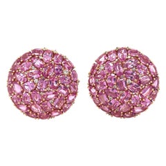 Sutra Boucles d'oreilles en or rose 18 carats avec 16,53 carats de saphirs roses et 0,25 carat Diamants