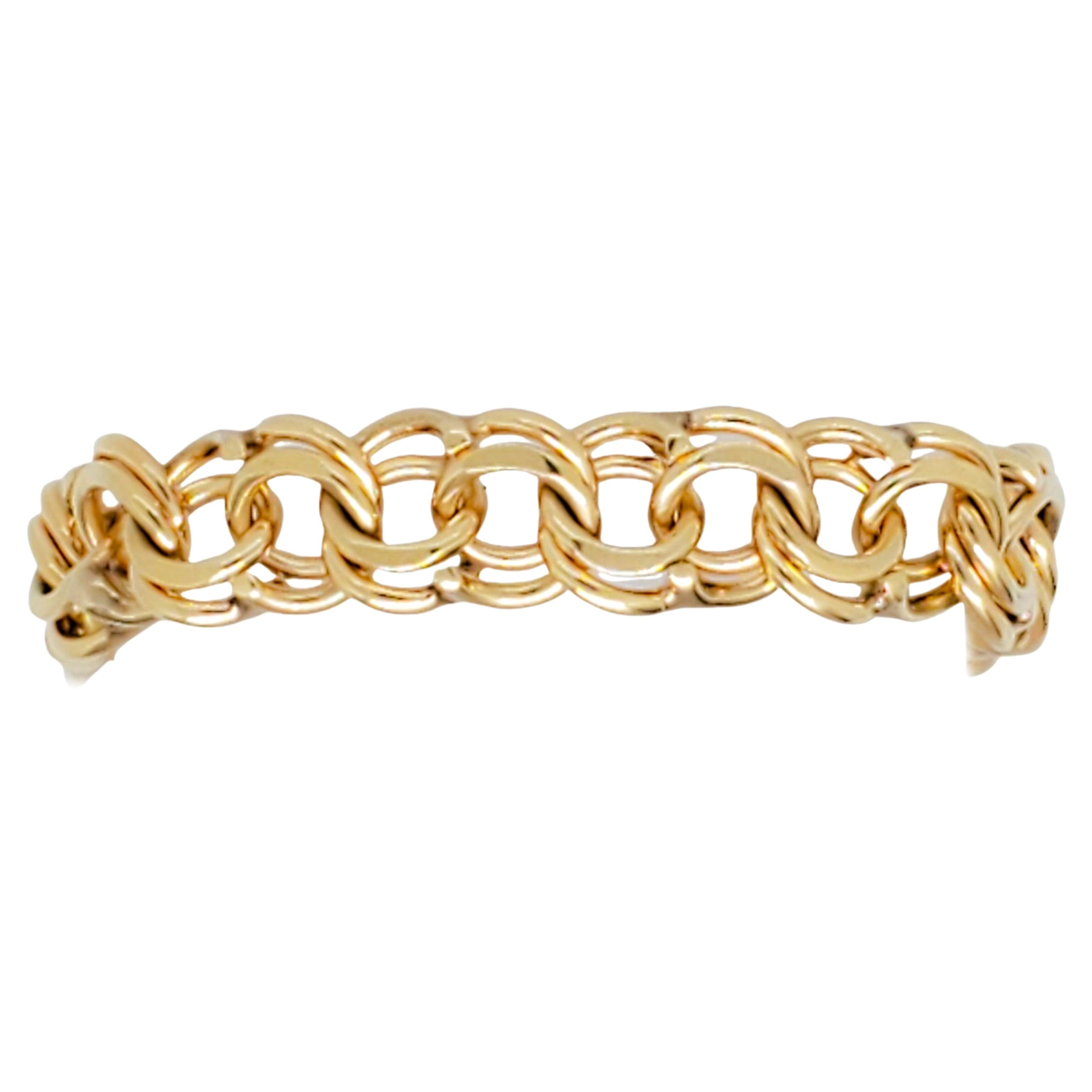 Estate 14K Gold Multi Strand Fancy Coiled Link Bracelet w/ 0.75ctw