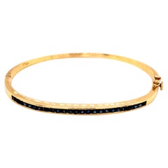 18K Yellow Gold Bangle Bracelet Channel Set Sapphires