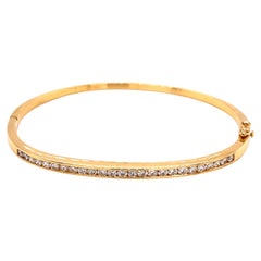18K Yellow Gold Bangle Bracelet Channel Set Diamonds