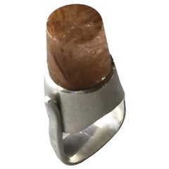 Retro Georg Jensen Sterling Silver and Rutilated Quartz Ring, No. 151 by V. Torun