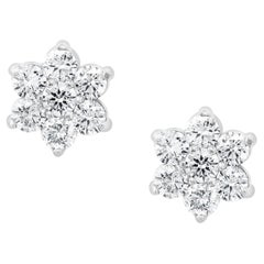 2.93 Carat Round Diamond Cluster Flower Earrings