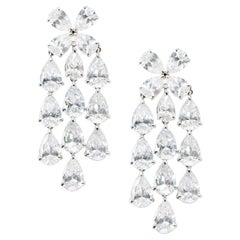GIA Certified 26.50 Carat Pear Shaped Diamond Drop Earrings