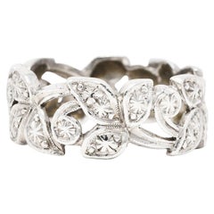 Art Deco Diamond Platinum Ivy Eternity Band Ring