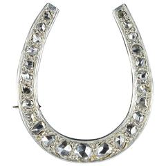 French Art Deco Diamond Gold Platinum Horseshoe Brooch 11