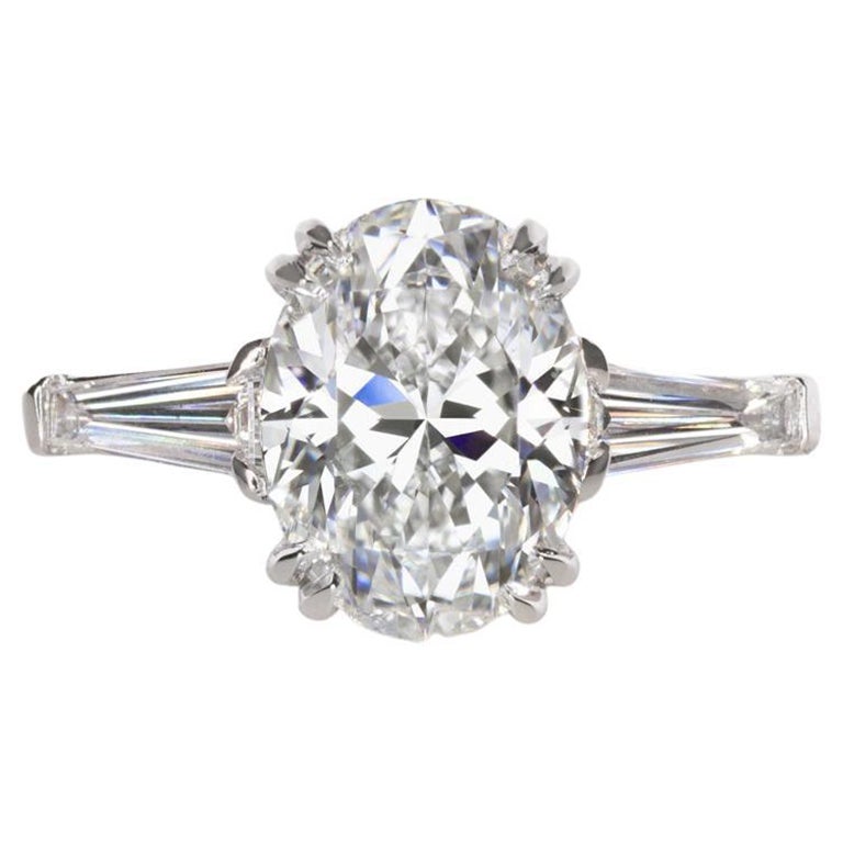 I Flawless GIA Certified 3 Carat Oval Diamond Solitaire Ring